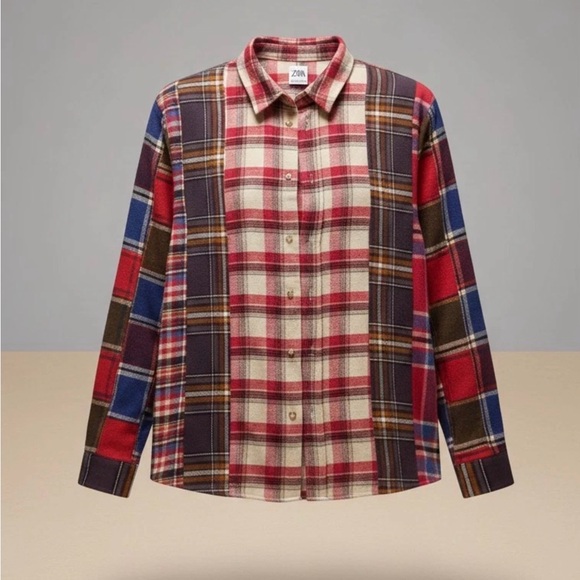 Zara Tops - Zara Multicolor Plaid Button Down Shirt